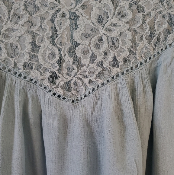 Boho Lace Button Top- Mint- S - Picture 3 of 8